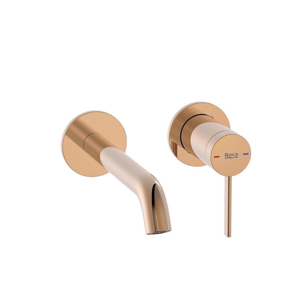 Cut out image of the Roca Ona Rose Gold Wall Mounted Basin Mixer Tap